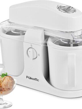 Pukomc Ice Cream Maker Machine with Two Ice Cream Bowls